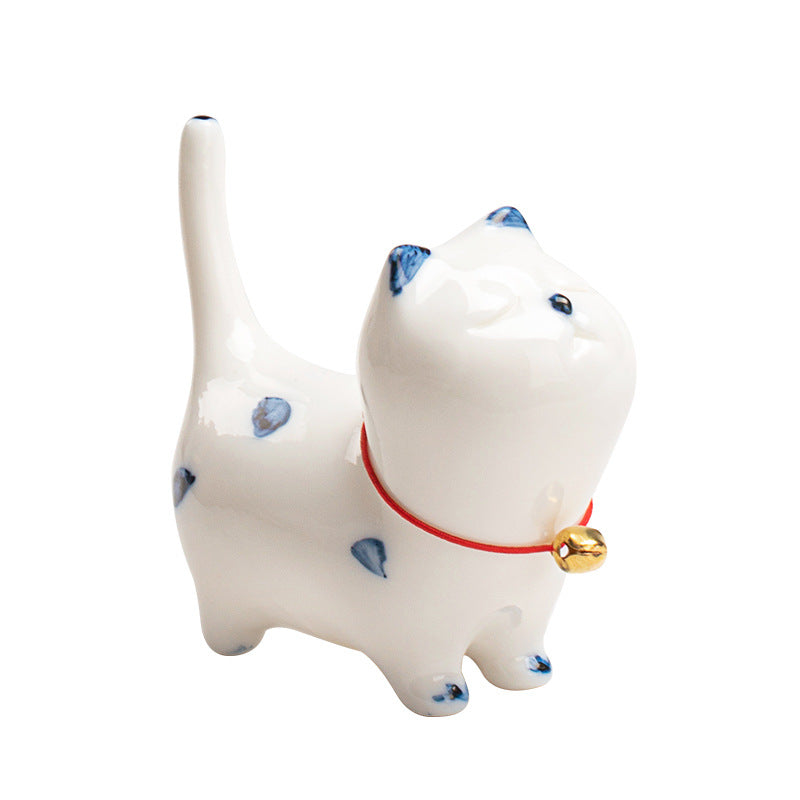 Buddha Stonesミニラッキー白猫子猫ティーペットセラミックホームデスク置物装飾 - image 13