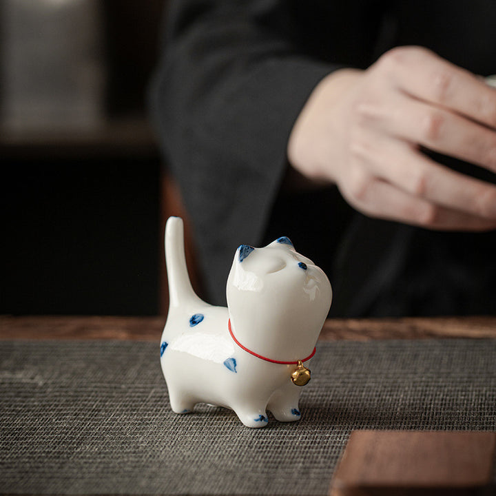Buddha Stonesミニラッキー白猫子猫ティーペットセラミックホームデスク置物装飾 - image 2
