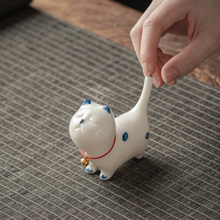 Buddha Stonesミニラッキー白猫子猫ティーペットセラミックホームデスク置物装飾 - image 4