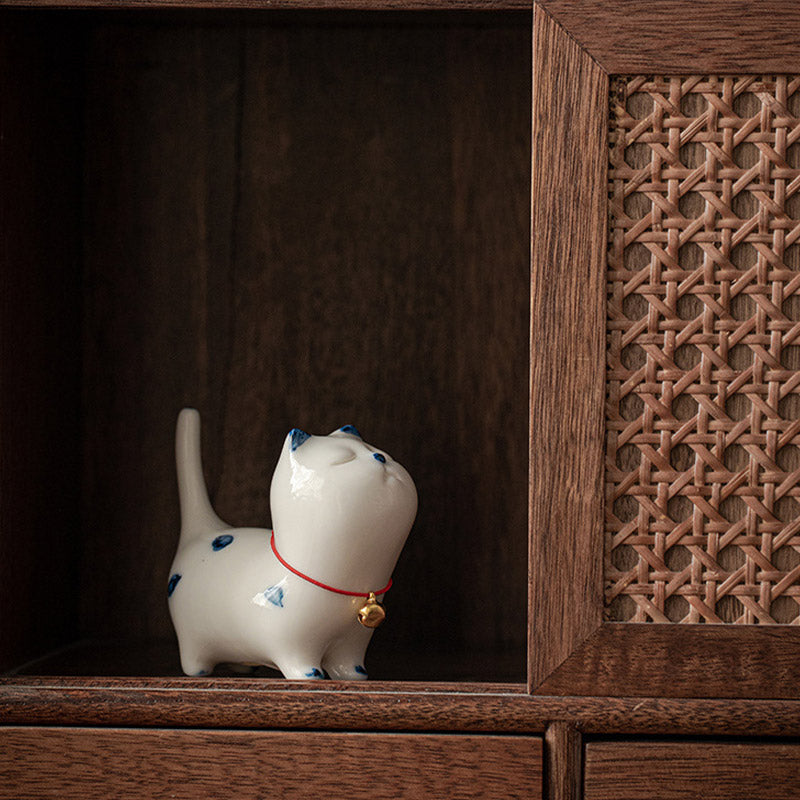 Buddha Stonesミニラッキー白猫子猫ティーペットセラミックホームデスク置物装飾 - image 5