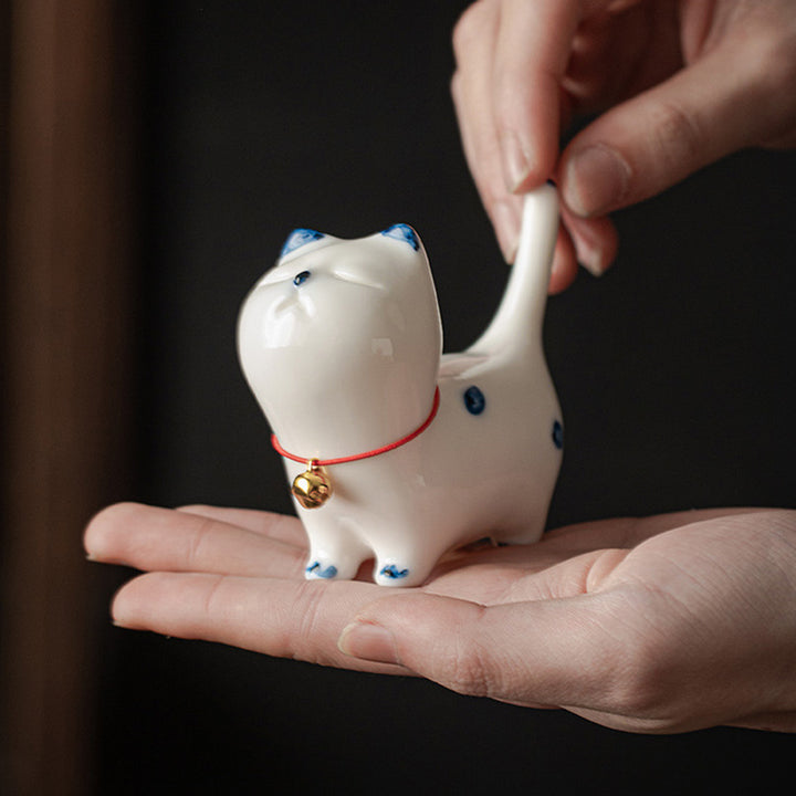 Buddha Stonesミニラッキー白猫子猫ティーペットセラミックホームデスク置物装飾 - image 12