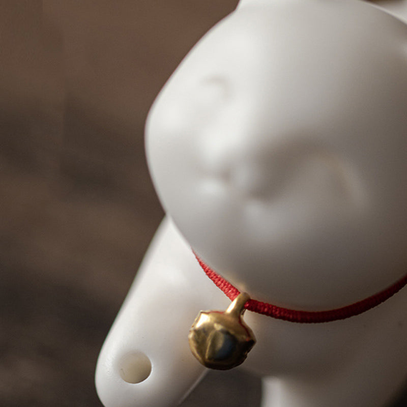 Buddha Stonesミニ招き猫子猫ティーペット陶器ホームデスク置物装飾竹マット付き - image 8