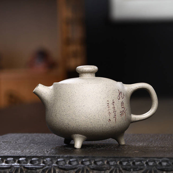 Buddha Stones宜興半手作りベージュ紫粘土カンフーティーポット200ml