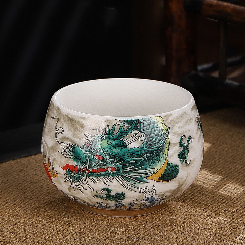 Buddha Stones蝉 竹 鹿 鶴 蓮 梅 花 陶器 ティーカップ カンフー ティーカップ ボウル 185ml