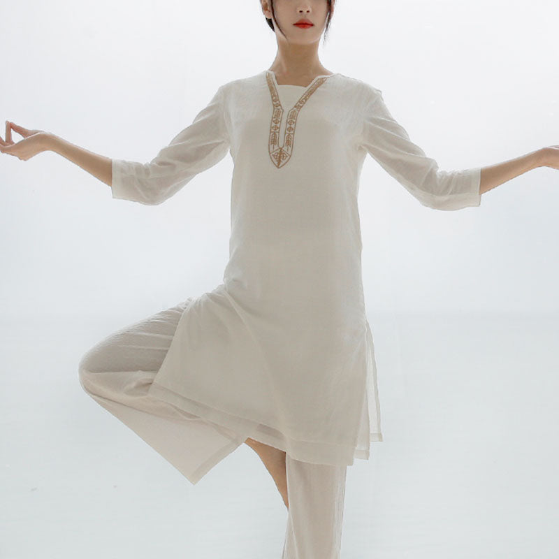 Buddha Stones2点セット 太極拳 瞑想 ヨガ コットン トップス パンツ レディース セット - image 12