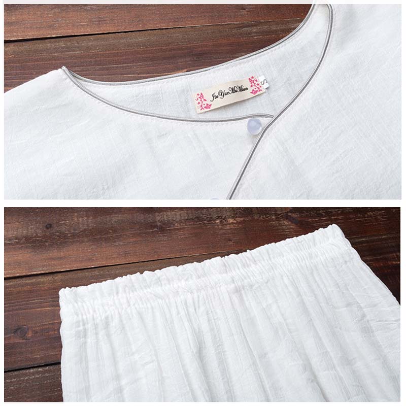 Buddha Stones 2点セット シンプルデザイン ホワイトトップパンツ 瞑想 ヨガ 禅 太極拳 ウェア レディース セット - image 7