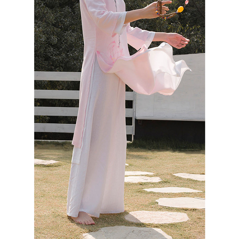 Buddha Stones2個 蓮柄 太極拳 瞑想 ヨガ コットン リネン 衣類 トップス パンツ レディース セット - image 19