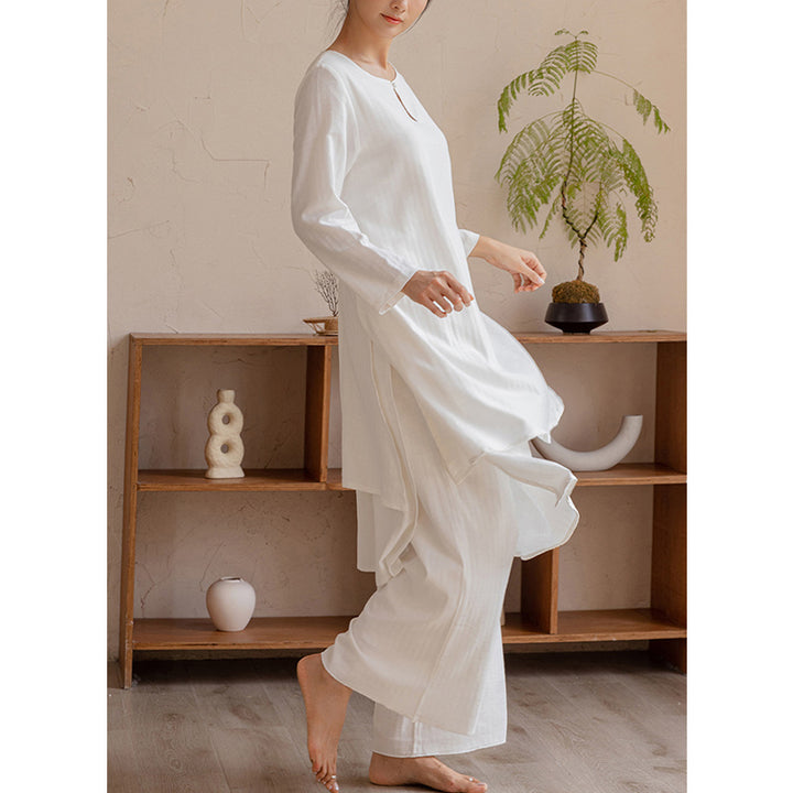 Buddha Stones2点セット シンプルデザイン 太極拳 瞑想 ヨガウェア トップス パンツ レディース セット - image 3