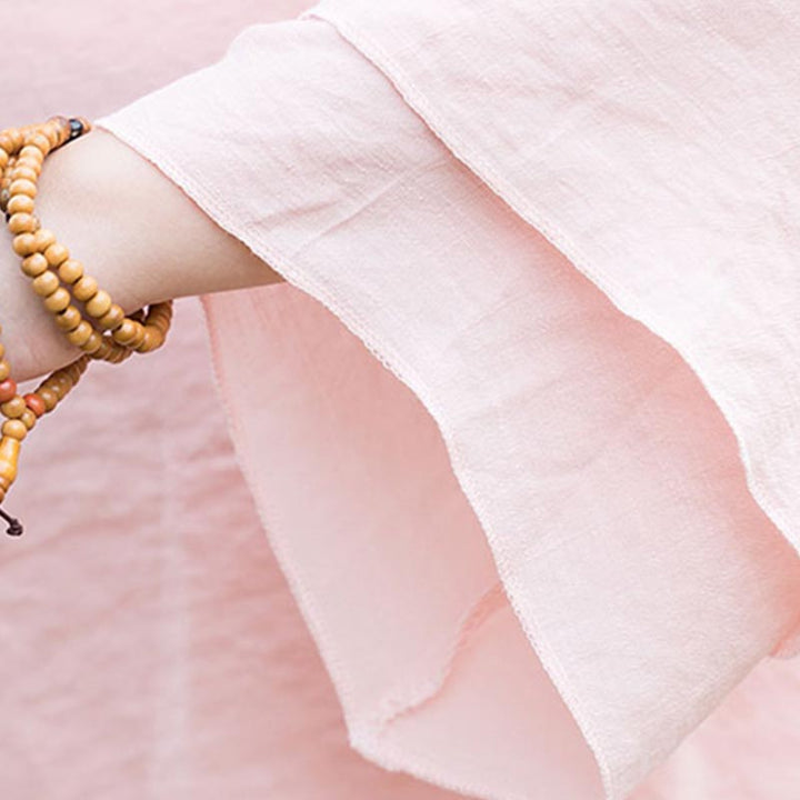 Buddha Stones2点セット 無地デザイン トップス パンツ 瞑想 ヨガ 禅 太極拳 コットン リネン 衣類 レディース セット - image 7