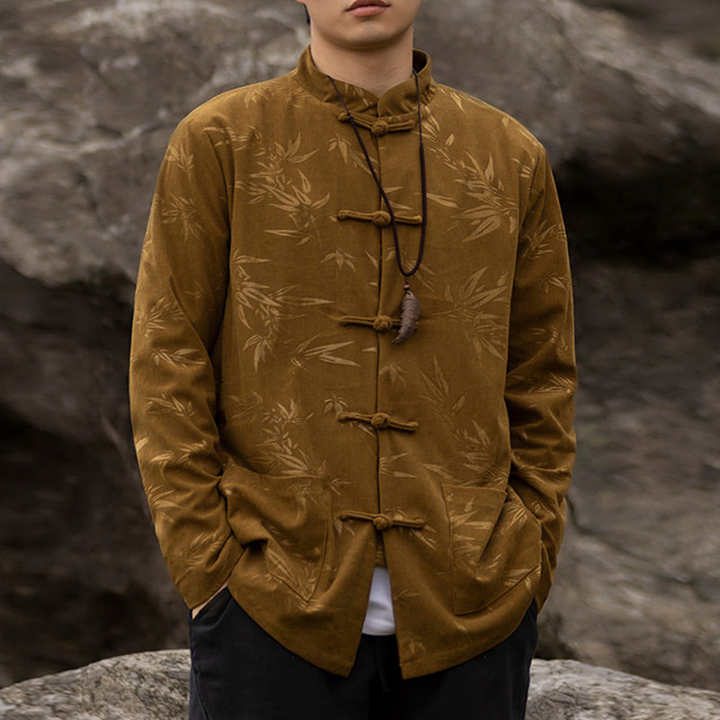 Buddha Stonesと竹の葉の衣装、中国唐装ジャケットコート男性用衣装 - image 1