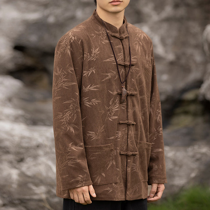 Buddha Stonesと竹の葉の衣装、中国唐装ジャケットコート男性用衣装