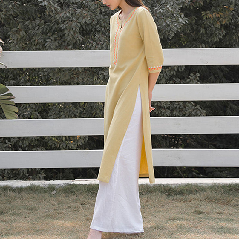 Buddha Stones 2点 Vネック 刺繍 ヨガウェア 禅瞑想 コットンリネン トップパンツ レディース セット - image 18