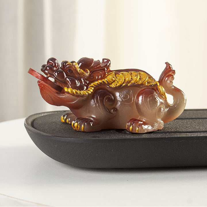 Buddha Stones色が変わる小さな貔貅 銅貨 樹脂製 ティーペット 富の家の置物 装飾 - image 2