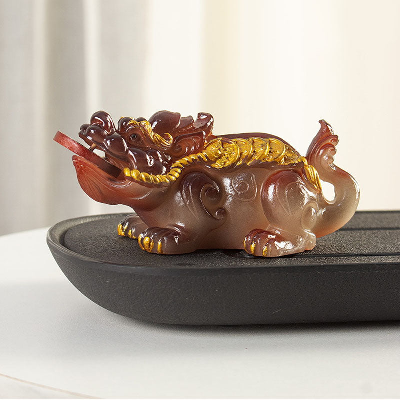 Buddha Stones色が変わる小さな貔貅 銅貨 樹脂製 ティーペット 富の家の置物 装飾