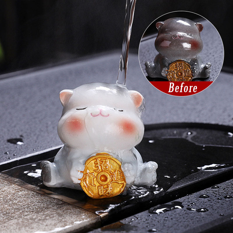 Buddha Stones色が変わる かわいい ミニ猫 樹脂 ティーペット 富 家 置物 装飾 - 灰色の猫 - 6.2×5.9×5.1cm - image 14