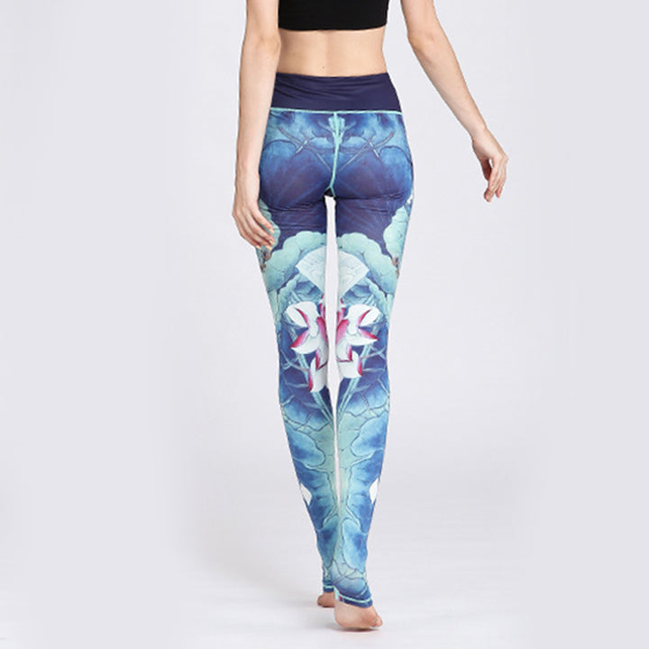 Buddha Stonesと蓮の花柄プリントデザインのパンツ スポーツフィットネスヨガレギンス レディースヨガパンツ - image 19