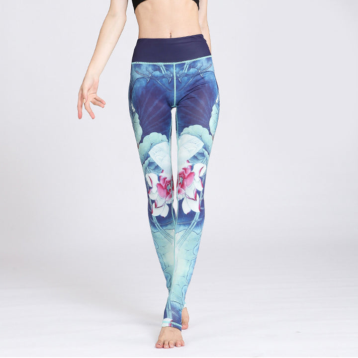 Buddha Stonesと蓮の花柄プリントデザインのパンツ スポーツフィットネスヨガレギンス レディースヨガパンツ - image 18