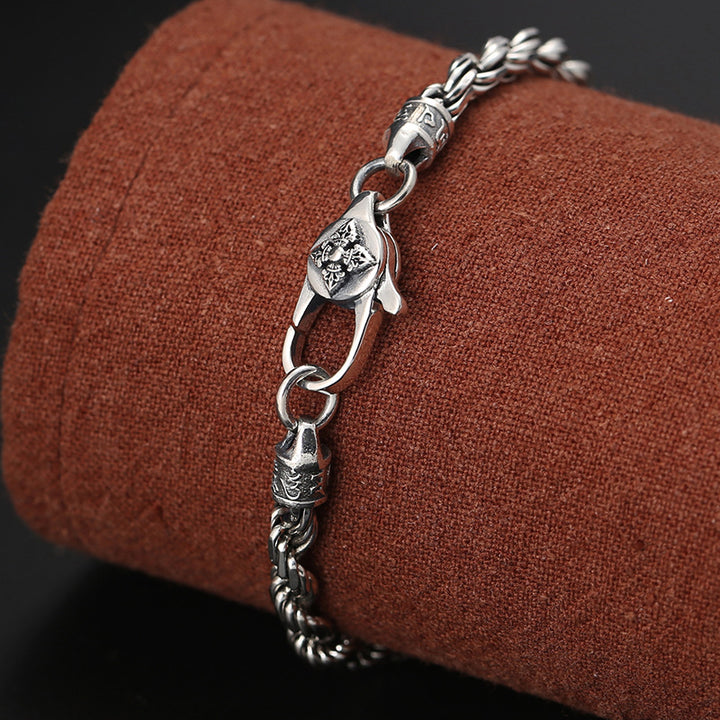 Buddha Stones925 スターリングシルバー チベットオーム・マニ・パドメ・フムダブルドルジェ ヴァジュラ ツイストデザイン 平和と愛のブレスレット - image 3