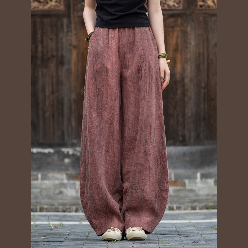 Buddha Stonesラミーコットンリネンパンツ タイダイデザイン ゆったり 禅ヨガ レディースパンツ ポケット付き - ペールバイオレットレッド(レギュラースタイル) - US8-10、 UK/AU12-14、 EU40-42 (L)  - image 25