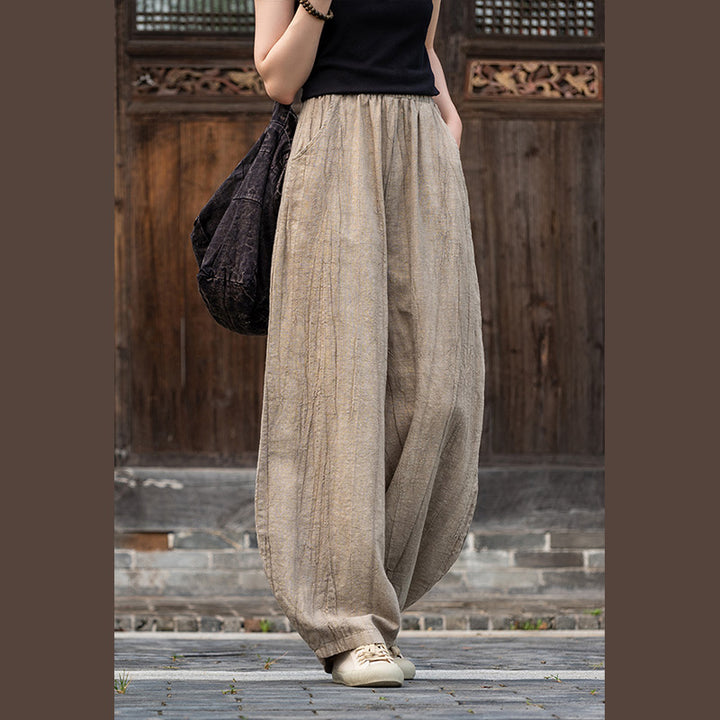 Buddha Stonesラミーコットンリネンパンツ タイダイデザイン ゆったり 禅ヨガ レディースパンツ ポケット付き - image 11