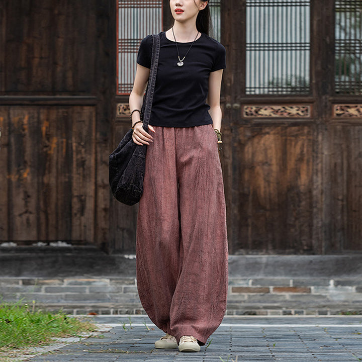 Buddha Stonesラミーコットンリネンパンツ タイダイデザイン ゆったり 禅ヨガ レディースパンツ ポケット付き - image 21