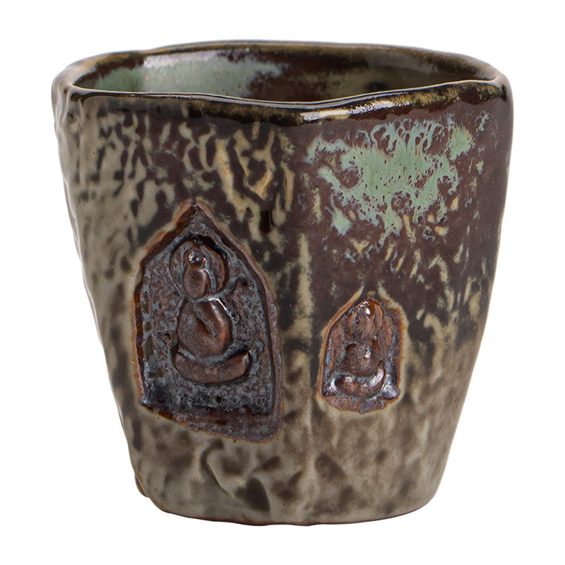 Buddha Stonesヴィンテージ 敦煌色仏彫刻ティーカップ カンフーティーカップ