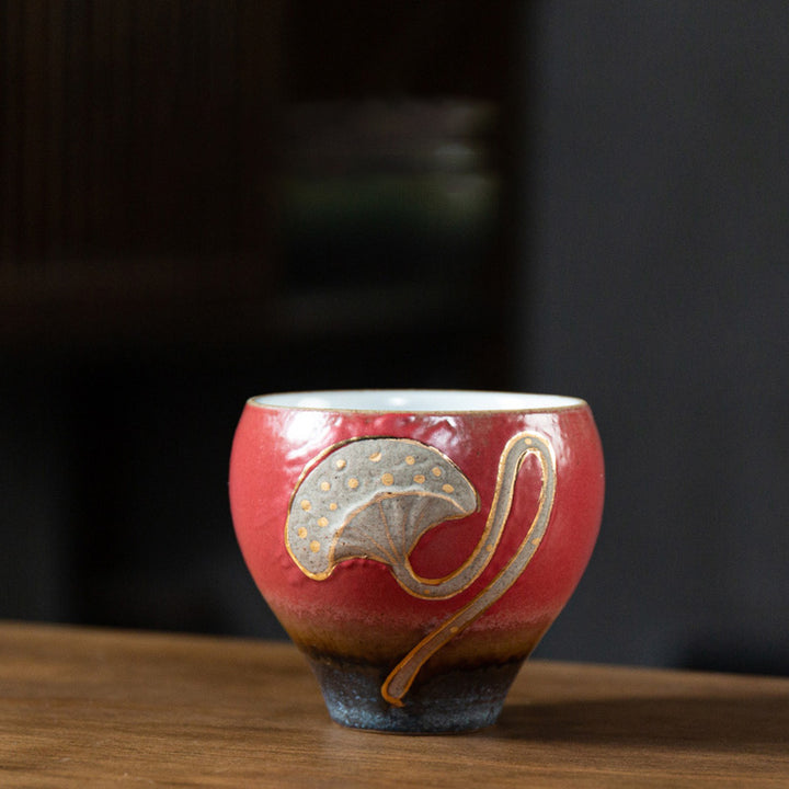 Buddha Stones蓮の鞘彫刻ティーカップカンフーティーカップ