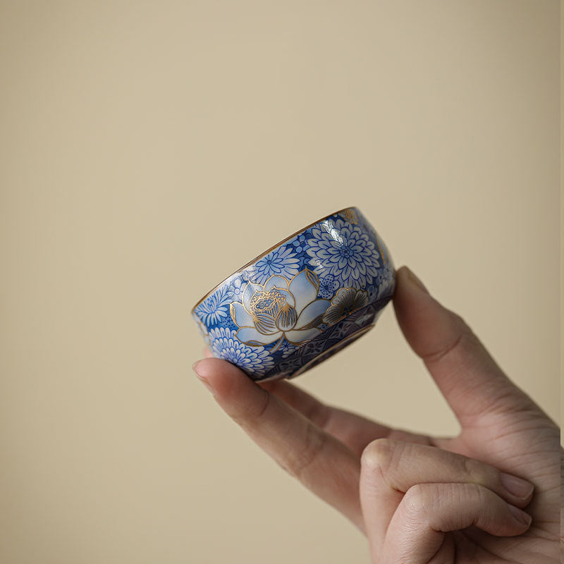 Buddha Stones蓮 菊 梅 花 ティーカップ カンフー ティーカップ ティーポット
