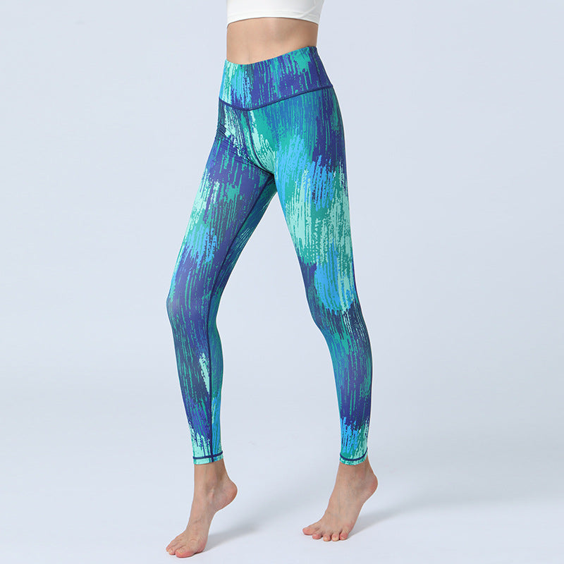 Buddha Stonesのプリントパンツ スポーツ フィットネス ヨガ ハイウエスト レギンス レディース ヨガパンツ - 青緑 - US8-10、 UK/AU12-14、 EU40-42 (XL)  - image 8