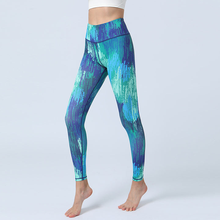 Buddha Stonesのプリントパンツ スポーツ フィットネス ヨガ ハイウエスト レギンス レディース ヨガパンツ - 青緑 - US8-10、 UK/AU12-14、 EU40-42 (XL)  - image 8