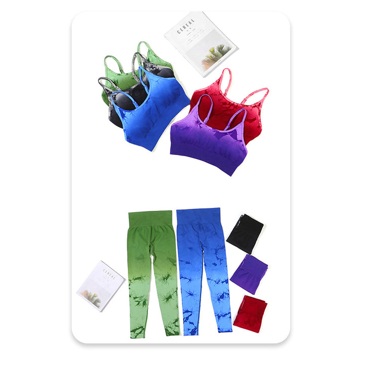 Buddha Stones 2点セット シンプル タイダイプリント クロップタンクトップ ハイウエストパンツ スポーツ ジムウェア レディース ヨガセット - image 17