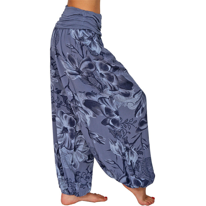 Buddha Stonesと花の葉柄のゆったりハーレムパンツ レディース ヨガパンツ - image 23