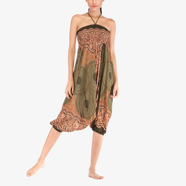 Buddha Stones2スタイル着用ラウンド幾何学模様ルーズスモックハーレムパンツジャンプスーツハイウエストレディースヨガパンツ - image 43