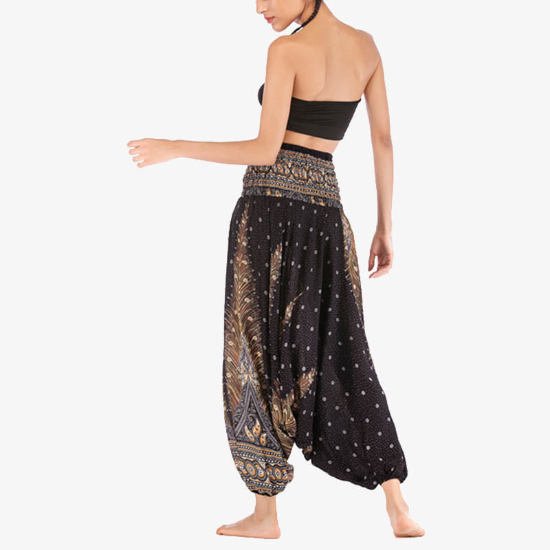 Buddha Stones2スタイル羽根飾り幾何学模様ゆったりスモックパンツジャンプスーツレディースヨガパンツ - image 22