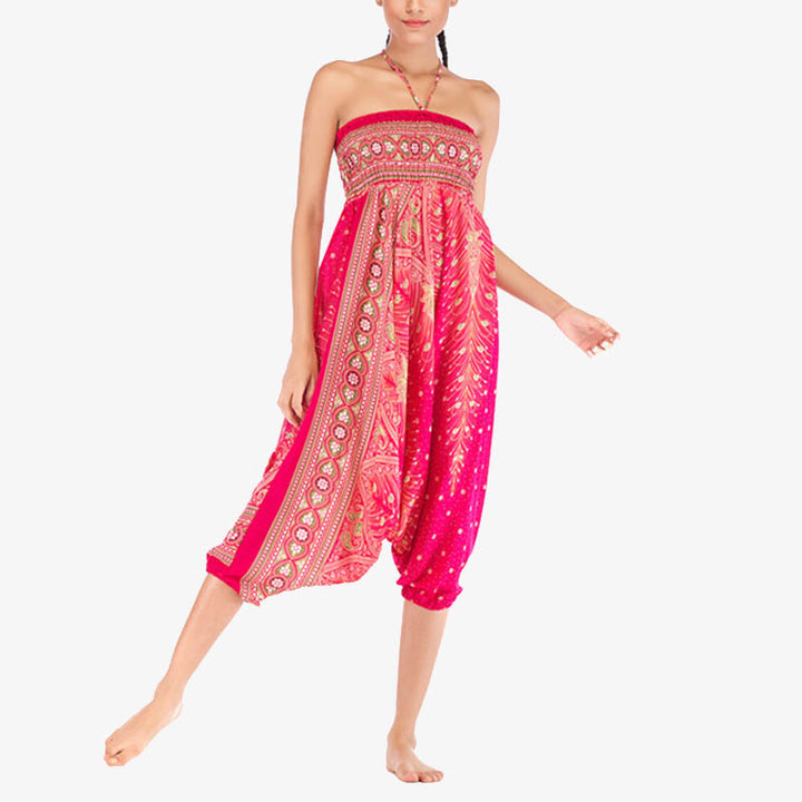 Buddha Stones2スタイル羽根飾り幾何学模様ゆったりスモックパンツジャンプスーツレディースヨガパンツ - image 17