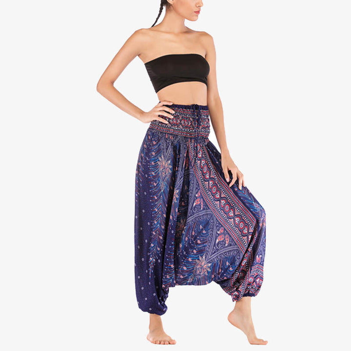 Buddha Stones2スタイル羽根飾り幾何学模様ゆったりスモックパンツジャンプスーツレディースヨガパンツ - image 37