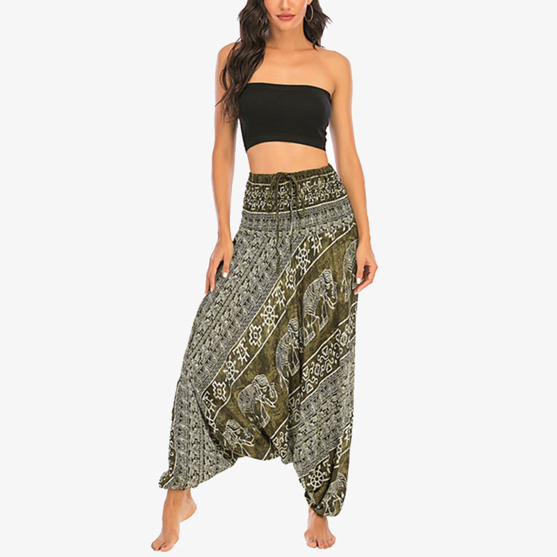 Buddha Stones2スタイルウェア エレファント柄 ゆったりスモック ハーレムパンツ ジャンプスーツ レディース ヨガパンツ - image 10