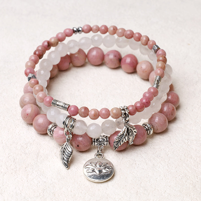 Buddha Stones3個入り 天然水晶ビーズ ヒーリングエネルギー ロータスブレスレット