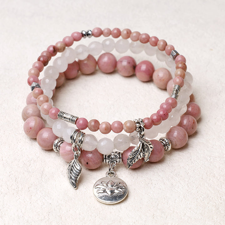 Buddha Stones3個入り 天然水晶ビーズ ヒーリングエネルギー ロータスブレスレット