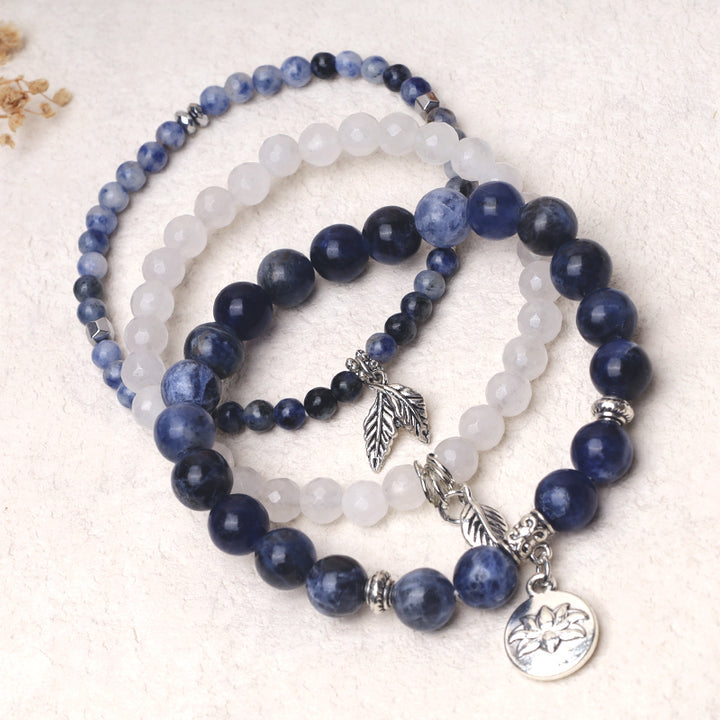 Buddha Stones3個入り 天然水晶ビーズ ヒーリングエネルギー ロータスブレスレット