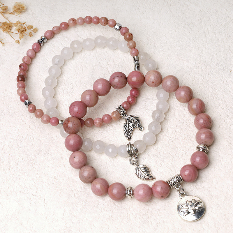 Buddha Stones3個入り 天然水晶ビーズ ヒーリングエネルギー ロータスブレスレット