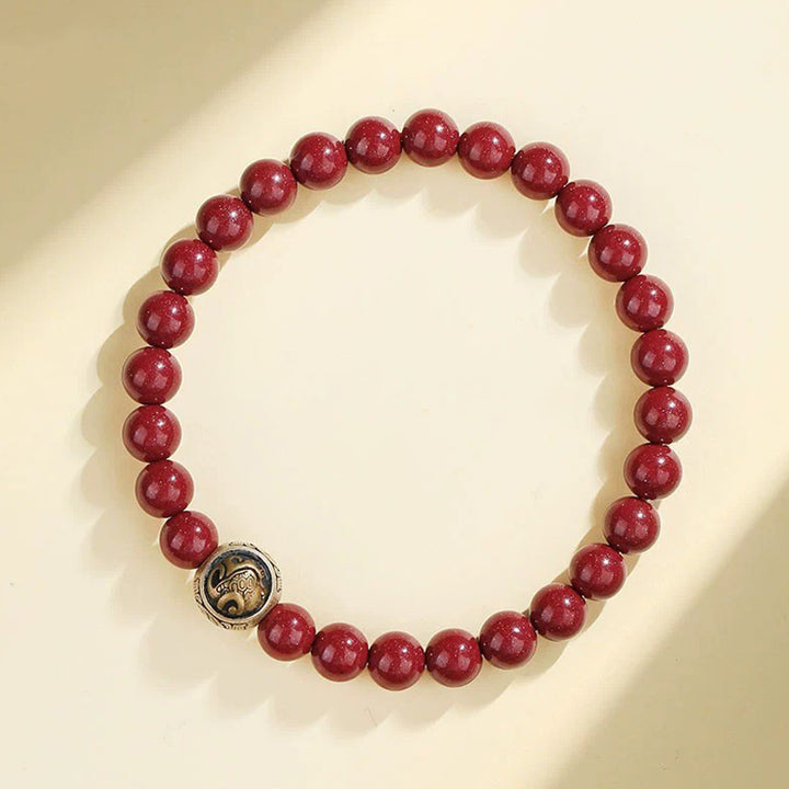 Buddha Stones925 スターリングシルバー 天然辰砂 四獣の祝福ブレスレット - 6mm - ブラックタートル（手首周り14～16cm） - image 3