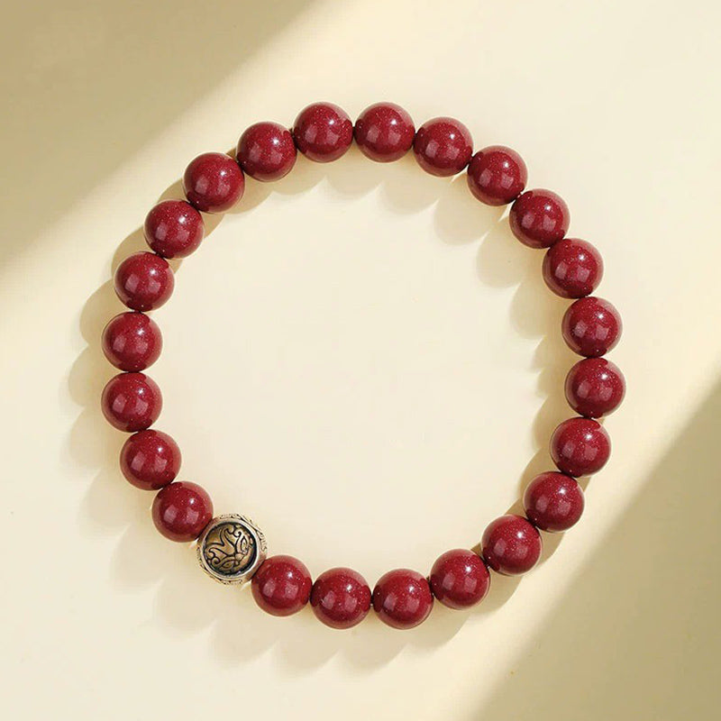 Buddha Stones925 スターリングシルバー 天然辰砂 四獣の祝福ブレスレット - 8mm - ホワイトタイガー（手首周り14～16cm） - image 6