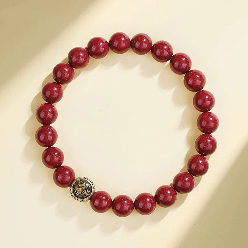 Buddha Stones925 スターリングシルバー 天然辰砂 四獣の祝福ブレスレット - 8mm - ブラックタートル（手首周り14～16cm） - image 9