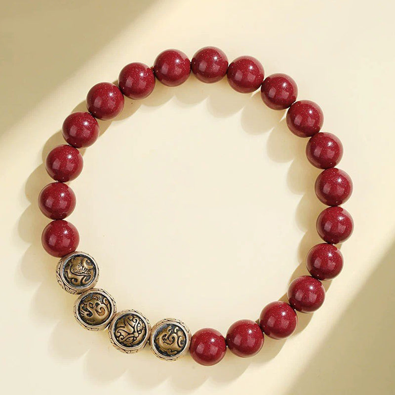 Buddha Stones925 スターリングシルバー 天然辰砂 四獣の祝福ブレスレット - 8mm - 四獣（手首周り14～16cm） - image 10