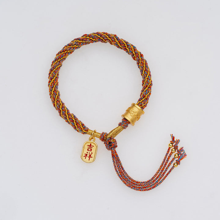Buddha Stonesハンドメイドの多色チベットのオーム・マニ・パドメ・フム如意縁起の良いチャーム編みブレスレット