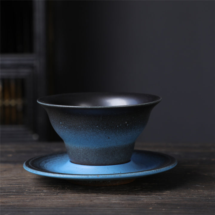 Buddha Stones Planet Design セラミックコーヒーマグ 粗削りな陶器製ティーコーヒーカップ ソーサー付き