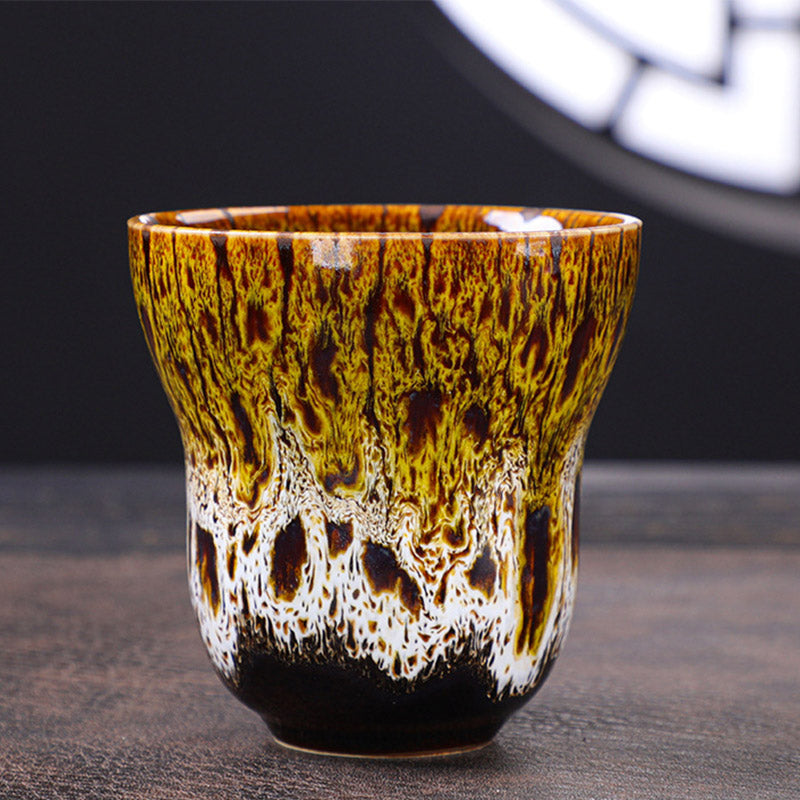 Buddha Stonesヴィンテージ窯変デザイン セラミックコーヒーマグ ティーカップ 150ml - 黄色と白 7.5cm×7.5cm×150ml - image 10