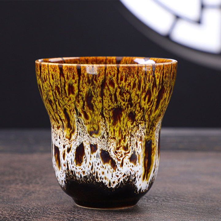 Buddha Stonesヴィンテージ窯変デザイン セラミックコーヒーマグ ティーカップ 150ml - 黄色と白 7.5cm×7.5cm×150ml - image 10