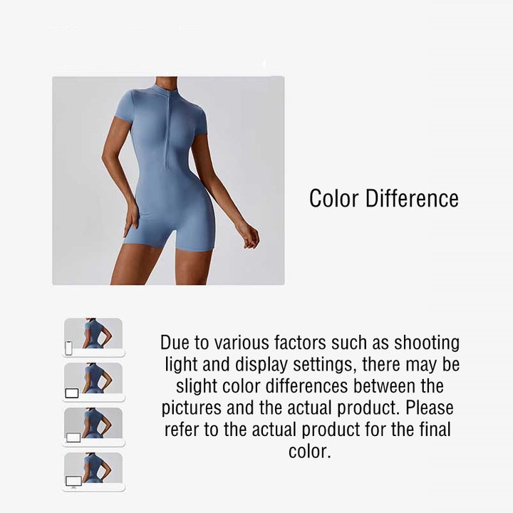 Buddha Stonesハイストレッチ ジッパー 半袖 ジャンプスーツ スポーツ フィットネス ヨガ レディース ボディスーツ - image 16